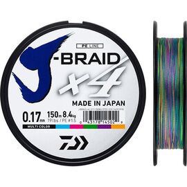 DAIWA J-BRAID 4 BRAID 150M MULTI COLOR P.E. #0.6 0.10MM - חוט 