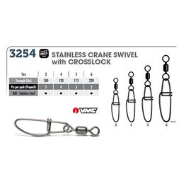 VMC 3254 INOX CRANE + CROSSLOCK SNAP SIZE 5 175LB 4PCS סביבל+סיכה 