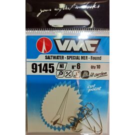 VMC 9145NI SPECIAL SALT WATER ROUND BEND HOOK SIZE 12 10PCS. - קרס עגול עם חור 