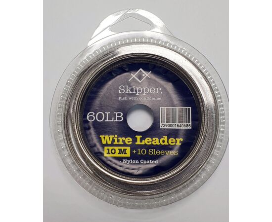 SKIPPER WIRE LEADER 60LB כבל פלדה + נועלי כבל 10מטר בגליל 