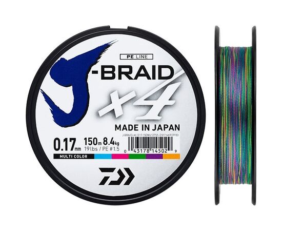 DAIWA J-BRAID 4 BRAID 150M MULTI COLOR - חוט 