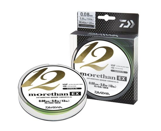 DAIWA MORETHAN 12 BRAID 135M זרחני CH P.E #0.6 0.08MM - חוט 