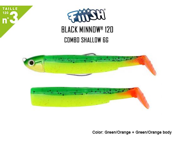 FIIISH BLACK MINNOW NO.3 SHALLOW 6G BM638 Green Orange 