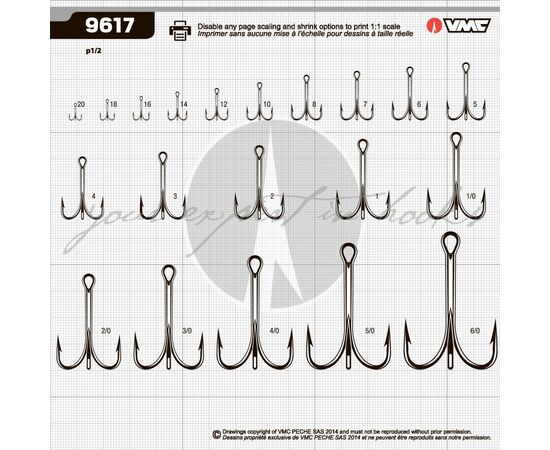 VMC 9617BZ TREBLE HOOK SIZE 14-18 100PCS. - קרס משולשת ברונזה 100 יח , 3 image