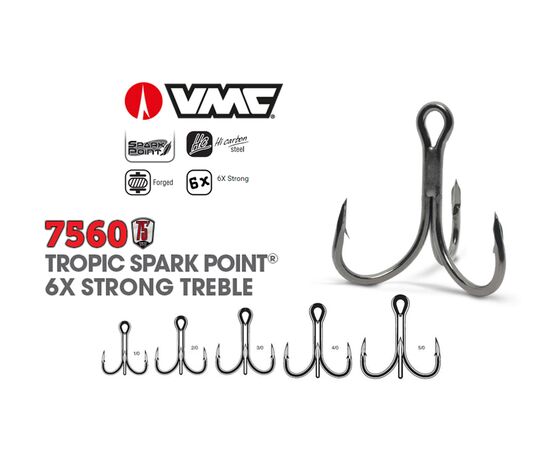 VMC® 7560 Tropic Needle Point 6x-Strong Treble - קרס משולש 