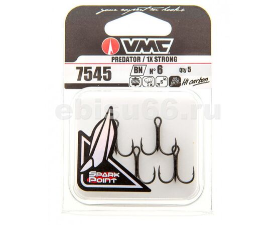 VMC 7545BN Spark Point X-Strong  treble 5Pcs. - קרס משולש 