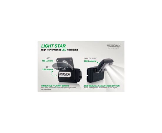 פנס ראש-Nextorch Headlamp Light Star 200 Lumens, 2 image