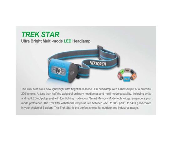 פנס ראש - Nextorch Trek Star Ultra Bright LED Headlamp, Black 220 Lumens , 3 image