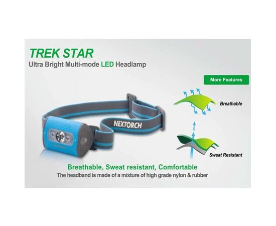 פנס ראש - Nextorch Trek Star Ultra Bright LED Headlamp, Black 220 Lumens , 4 image