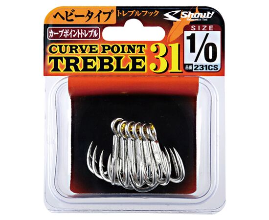 SHOUT 231CS CURVE POINT TREBLE HOOK 31 SIZE 2/0 