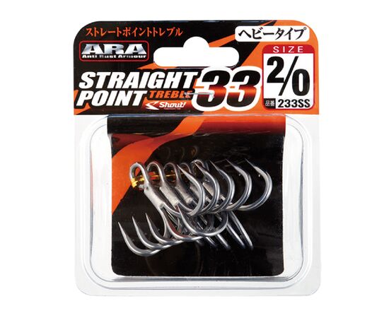 SHOUT 233SS STRAIGHT POINT TREBLE HOOK 33 SIZE 1/0 